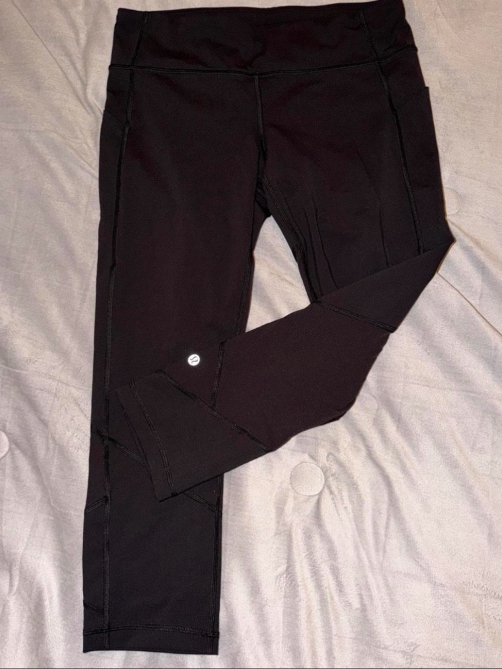 Lemon Black Athletic Leggings with Subtle Logo